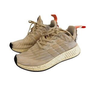 Adidas NMD R2 Primeknit Beige Orange Womens Casual Running Shoes BA7260 Size 5